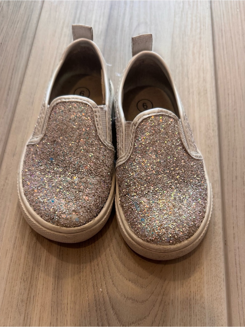 Cat & Jack Girls' Glitter Slip-On Sneakers - Champagne Sparkle